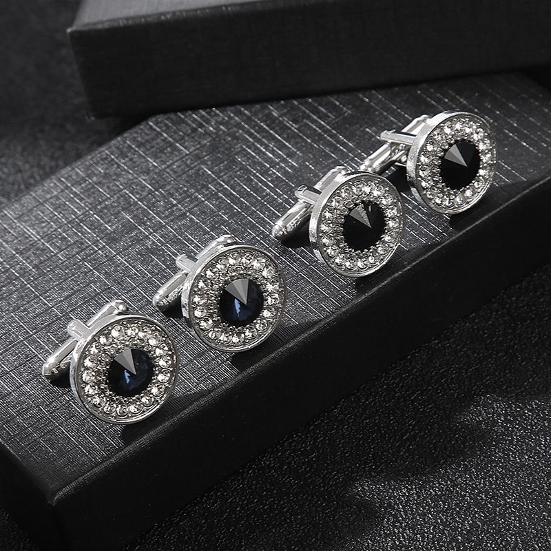 new creative zircon black crystal cufflinks French shirt button cufflinks_voghion.com
