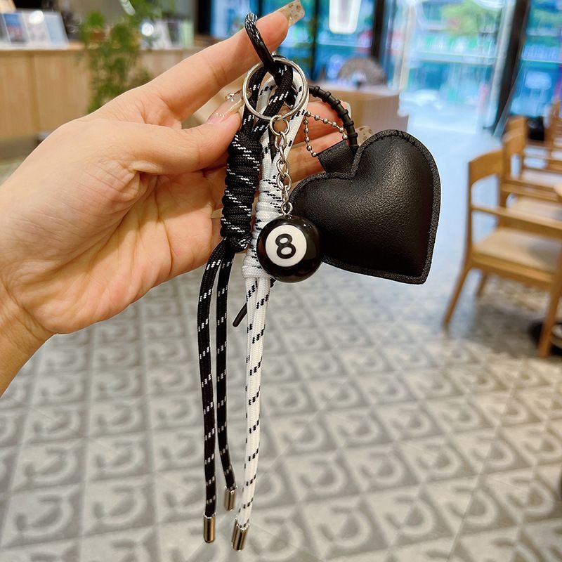 Koreanische Ins Wind Handgestrickte Seil Leder Herz Miu Stil Nische Gewebte Lanyard Schlüsselbund Paar Tasche Anhänger_voghion.com
