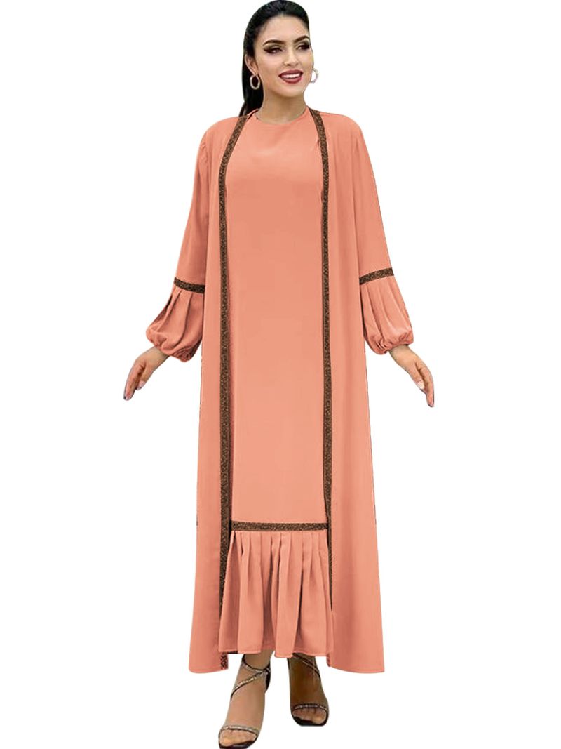Damkläder Enfärgad Pärlbesatt Ytterkostym Modern och Elegant Klänning_voghion.com