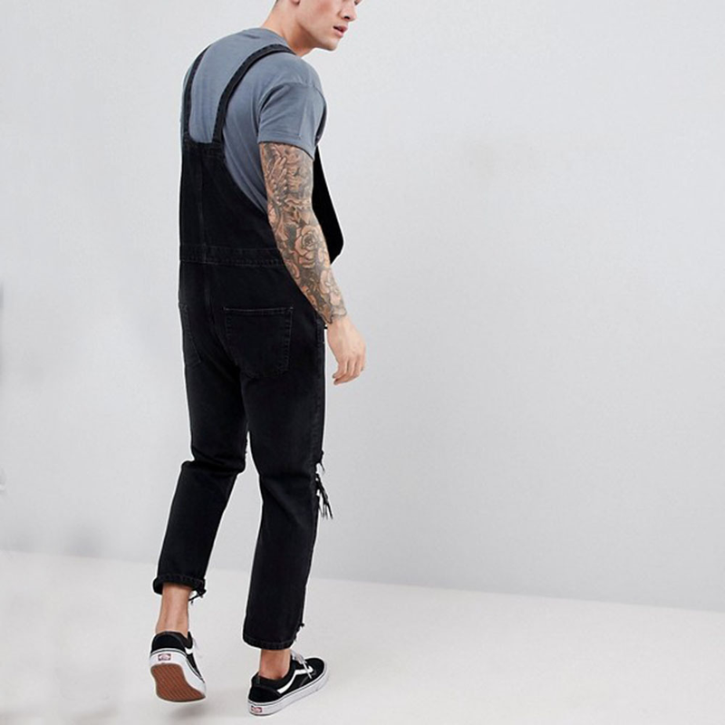 Stylischer Herren-Latz-Denim-Overall, zerrissene, superzerrissene Hose_voghion.com
