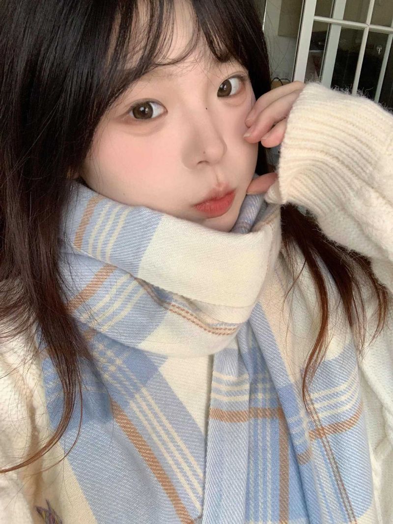 I mitation cashmere plaid caldo coppia studente versatile JK uniforme versione coreana Instagram ragazza sciarpa scialle invernale_voghion.com