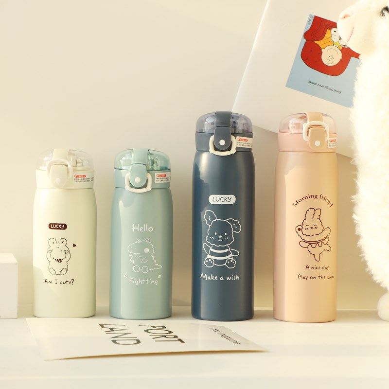 Thermos de dessin animé pour enfants - Gobelet mignon avec paille_voghion.com
