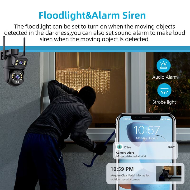 Icsee Gun Ball Bağlantılı Çift Lens İzleme Çift Ekran 360 Derece Açık Hava Su Geçirmez HD WiFi Top Makinesi Dürbün_voghion.com