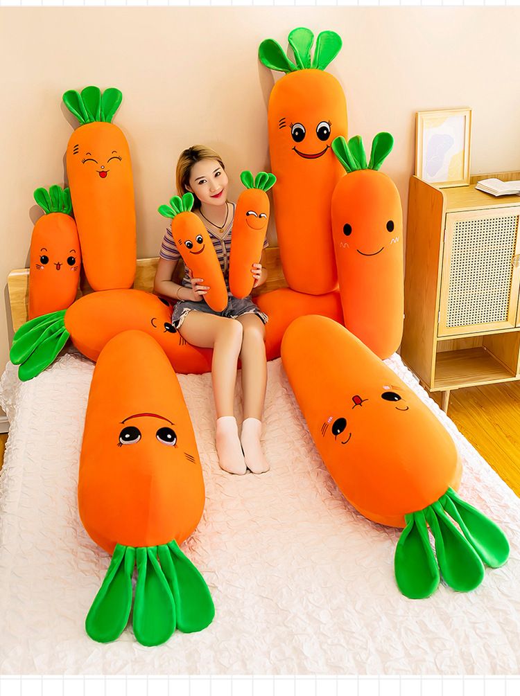 Cuscino a forma di carota lunga, per dormire a letto, simpatici giocattoli di peluche a forma di coniglietto, bambole per bambine, estate_voghion.com