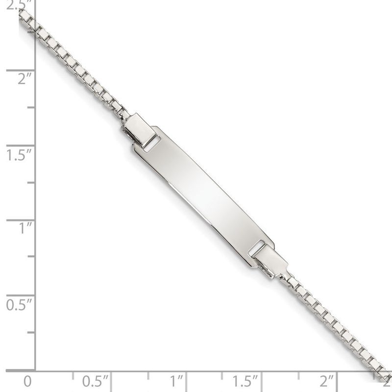 Sterling Silver Engraveable Childrens ID On Box Chain Bracelet_voghion.com