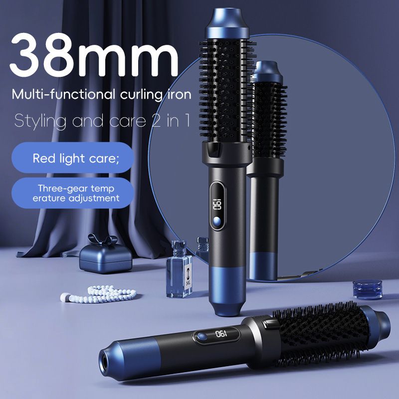 Red Light Care Multi-Functional Volumizing Hair Straightening Comb Home Use Fast Heating Curling Iron_voghion.com