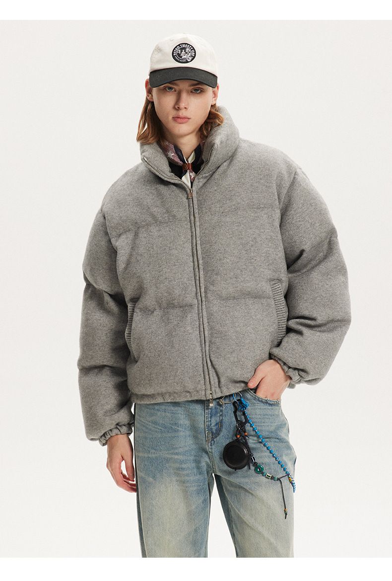 Piumino in piuma d'anatra bianca per uomo e donna, cappotto invernale leggero e caldo, stile minimalista casual oversize, lunghezza media con collo alto_voghion.com