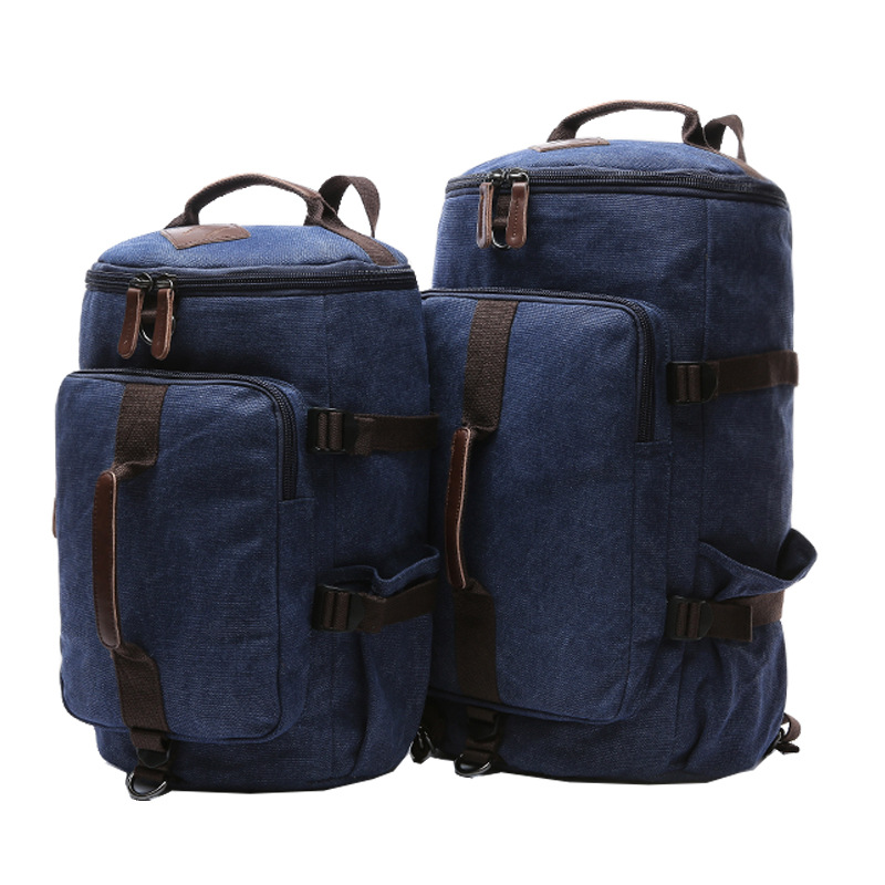 Borsa da viaggio in tela con tracolla verticale stile quadrato, grande capacità, secchiello rotondo, zaino per studenti_voghion.com