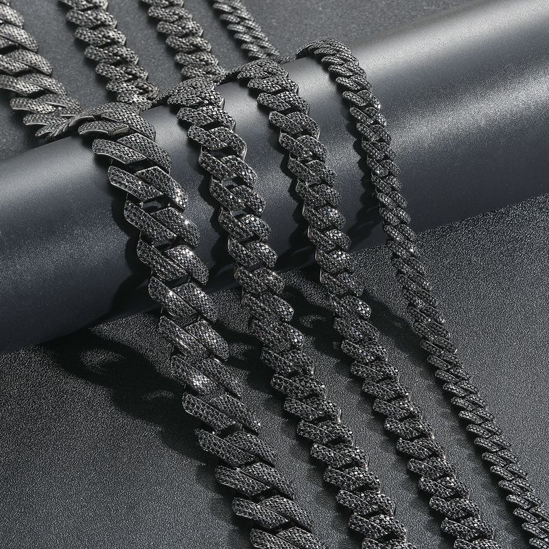 Collana Hip Hop con catena cubana in diamanti da 10-13-15-20 mm e zirconi neri, marchio alla moda_voghion.com