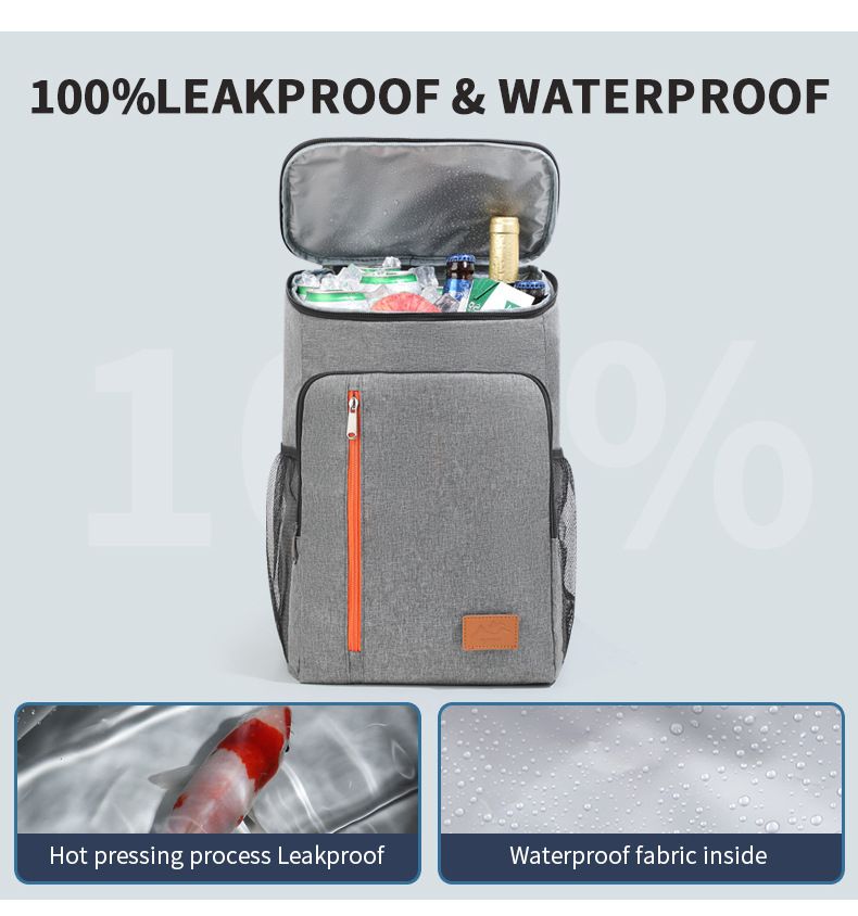 Isolierter Rucksack-Kühler, große Kapazität, Picknicktasche mit dickem Futter aus Aluminiumfolie, auslaufsicher, hält 12 Stunden kalt_voghion.com