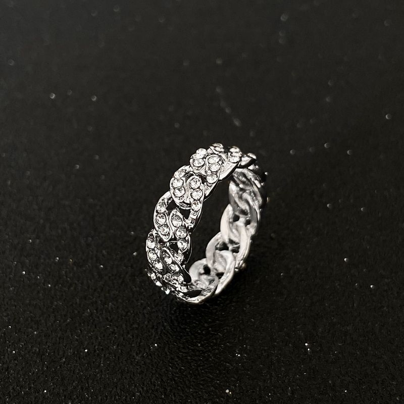 Anello Hip Hop con catena cubana e diamanti da 8 mm, accessorio unisex, nuovo gioiello_voghion.com