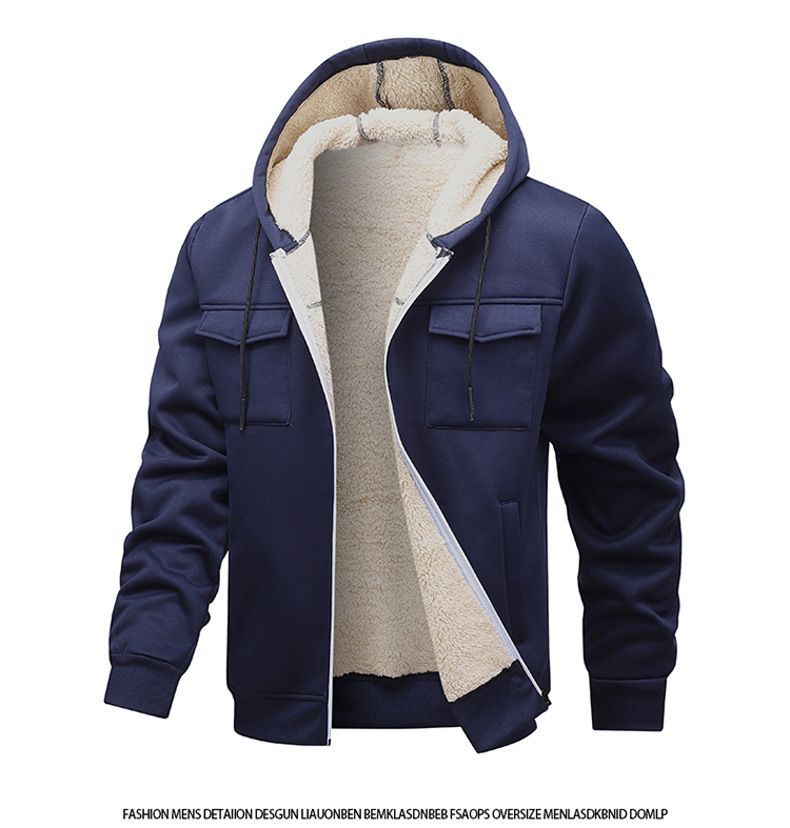 Übergroße Arbeitsjacke mit Fleecefutter für Herren – Verdickter Wintermantel mit mehreren Taschen, Streetwear-Stil_voghion.com