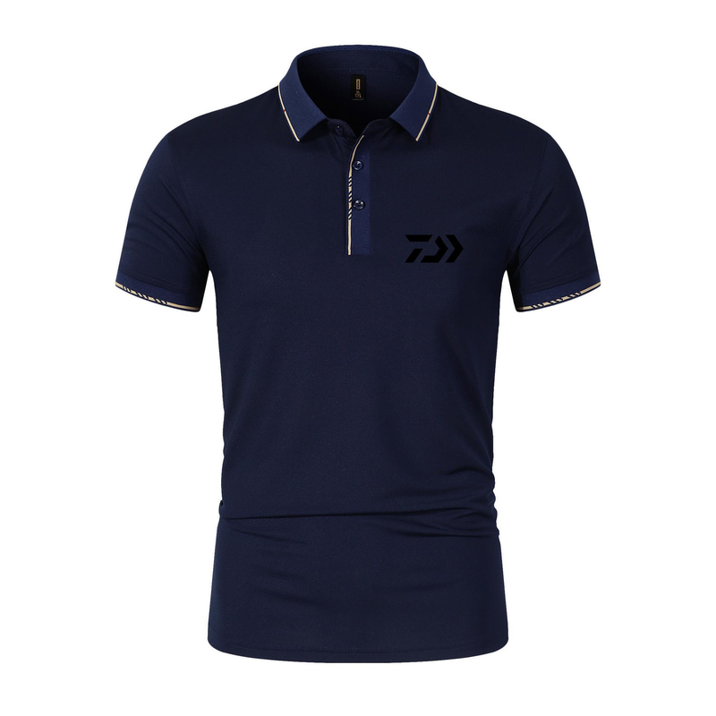Polo shirt herre kortærmet revers top 2023 nyt trendy mærke ensfarvet enkel og slim fit is silke print T-shirt_voghion.com