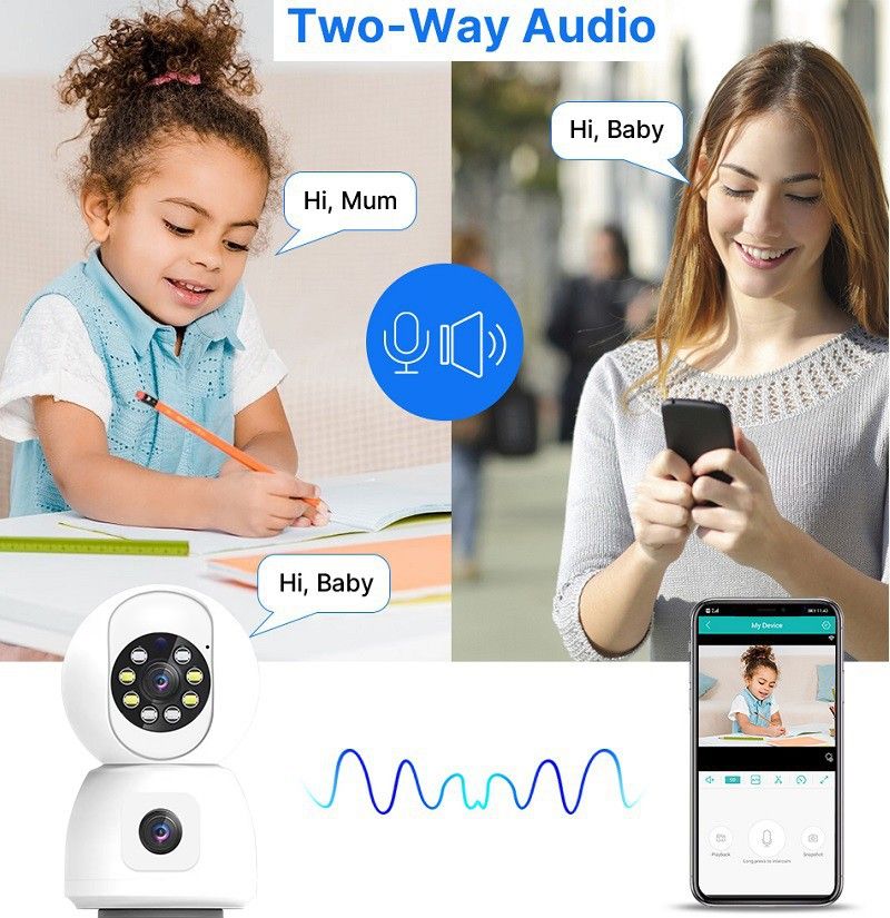 Home Surveillance Dual Camera Dual Recording Tuya Camera Voice Binocular Dual Lens Tuya Smart Camera Industrial_voghion.com