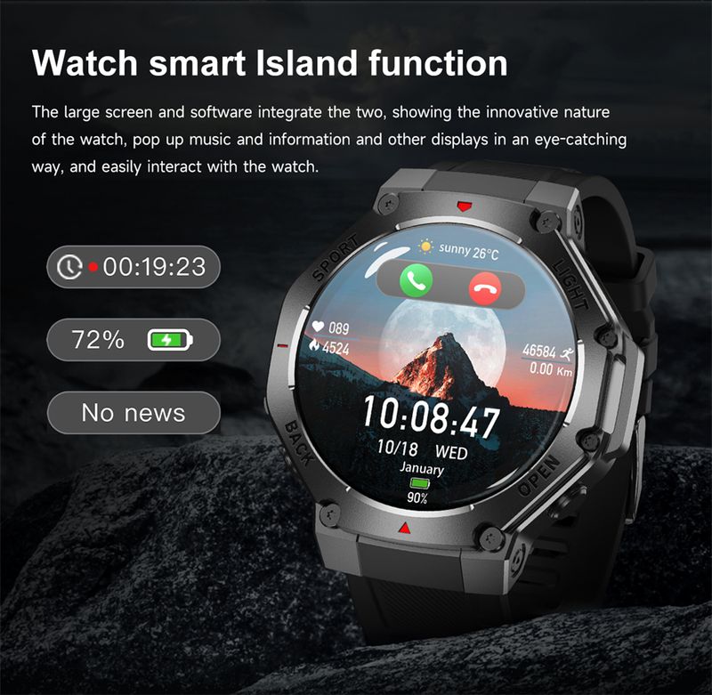 Neue GPS-Smartwatch 1,53 Zoll AMOLED-Display Sport Outdoor Sprachanruf Taschenlampe Kompass Uhr Männer Frauen Militärqualität Smartwatch_voghion.com