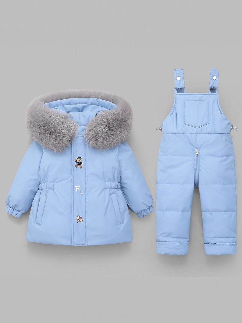 Conjunto de mono acolchado de invierno para niños y niñas de 1 a 5 años (azul, rojo, rosa, azul marino y blanco)_voghion.com