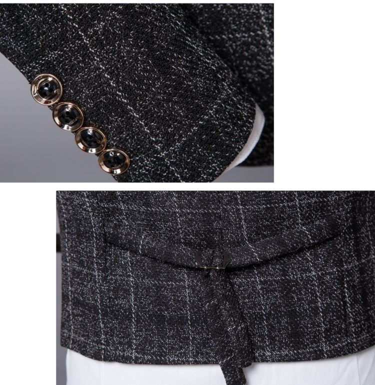 Herrenbekleidung: Slim-Fit-Karoanzug für Herren, dreiteiliger modischer Freizeitanzug für Herren_voghion.com