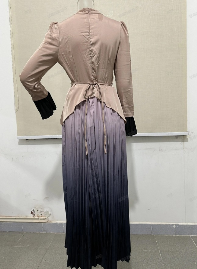 Damenbekleidung Rundhalsausschnitt Kontrastfarbe Splicing Rückengurt Schmales Kleid_voghion.com