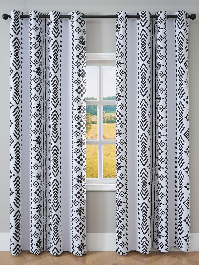 Nordic Minimalist Blackout Curtains – Stylish Printed Polyester Drapes (90-100% Light Blocking, Thermal Insulation, Eyelet Design)_voghion.com