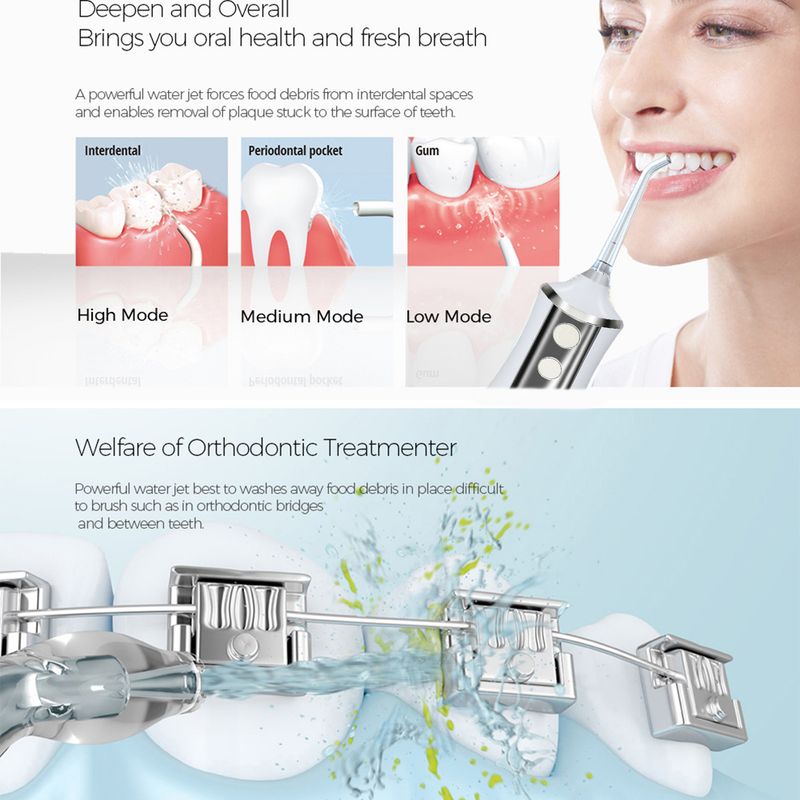 Portable Oral Irrigator Waterproof Irrigador 350ML Dental Water Flosser Teeth Cleaner USB Rechargeable Waterpulse Wash Bag_voghion.com