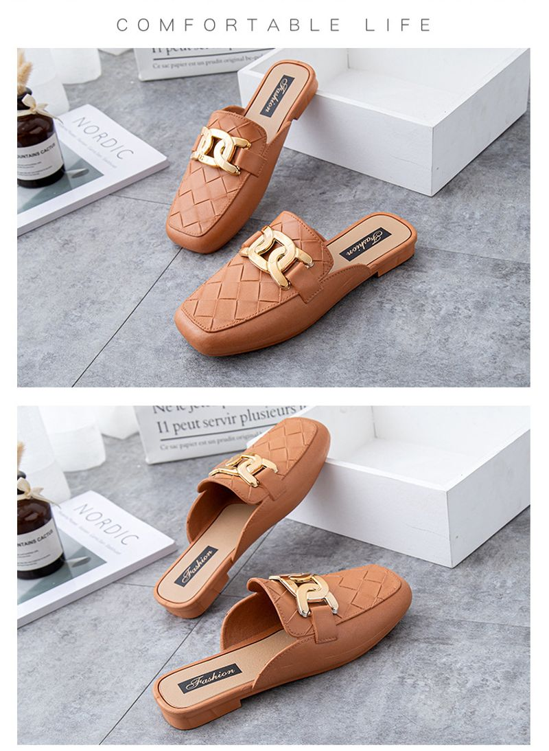 P7 Baotou half women's fashion summer outerwear, non-slip flat slippers, casual single shoes, outdoor sandals_voghion.com
