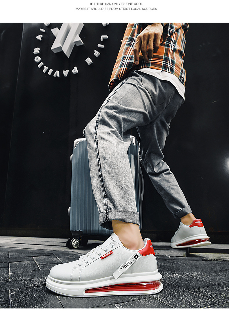 Primavera/estate Little White Versatile per studenti, suola spessa da uomo con cuscino d'aria, scarpe da ginnastica alte con punta tonda, casual_voghion.com
