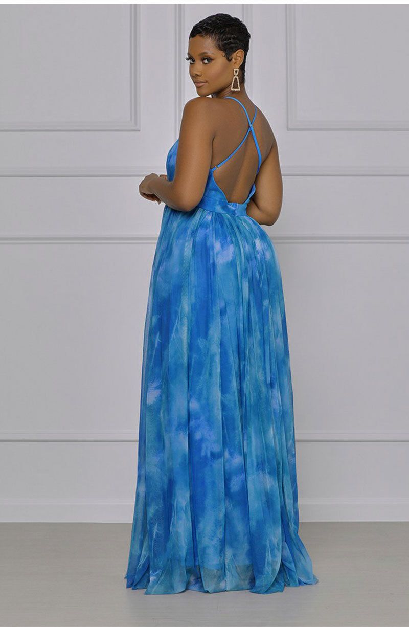 Women's suspender skirt dress chiffon summer large size new long skirt V-neck temperament_voghion.com