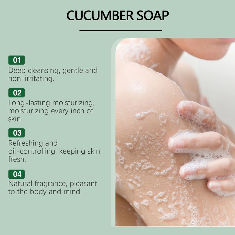 OUHOE Cucumber Cleansing Soap, Deep Cleaning Face Bath Care Skin Refreshing Oil Control Multi-Purpose Soap_voghion.com