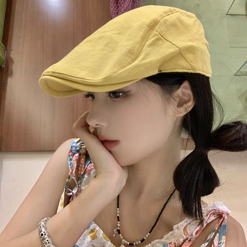 Koreanische Version, vielseitig wendbare Baskenmütze für Damen, gesichtsschlankmachende Baskenmütze von Internet-Stars, für große Kopfumfänge_voghion.com