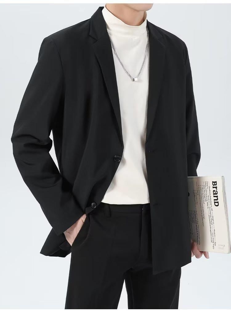 Veste blazer slim en velours côtelé pour homme - Veste de costume décontractée à simple boutonnage avec revers crantés, style décontracté, printemps-automne_voghion.com