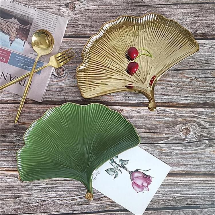 Sonderangebot Leicht Defekte Nordic Keramik Ginkgo Blatt Für Den Heimgebrauch Kreative Obstschale Dessert Dekorative Platte_voghion.com