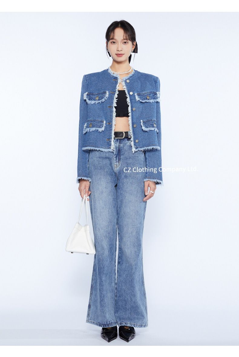Yanglian Quaste Kleine Duft Stil Denim Jacke Für Frauen 2023 Herbst Lose Modische_voghion.com