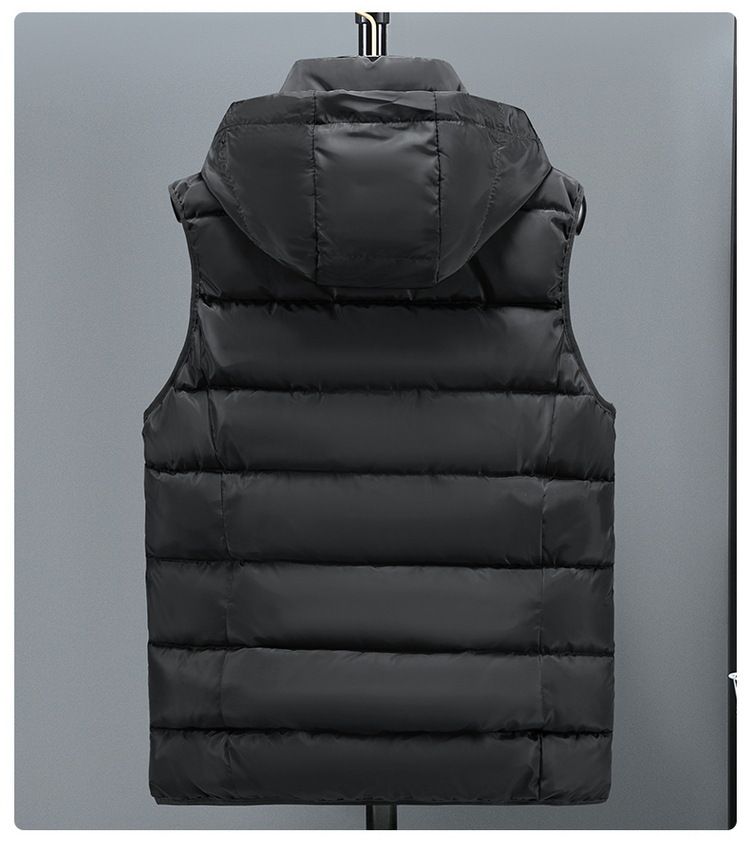 Men's Winter Hooded Padded Vest - Lightweight Quilted Jacket For Work & Casual Wear, Custom Logo Printing (Black, Grey, Red, Navy Blue)_voghion.com