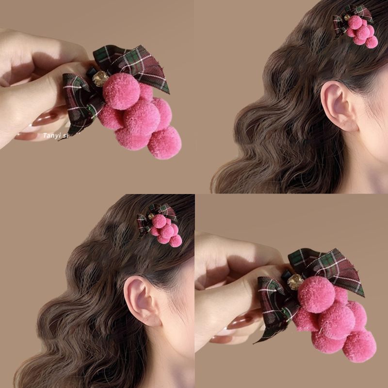 Spazzola per capelli piccola farfalla a forma di uva per donna 2024 Nuovo accessorio per capelli con frangia laterale autunnale e invernale di alta qualità_voghion.com