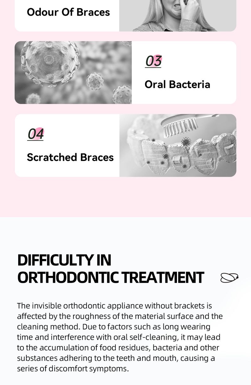 Retainer Unsichtbare Brausetabletten Kieferorthopädische Reinigung Zahnspangen Zahnfleckenentfernung Fruchtgeschmack Englisch_voghion.com