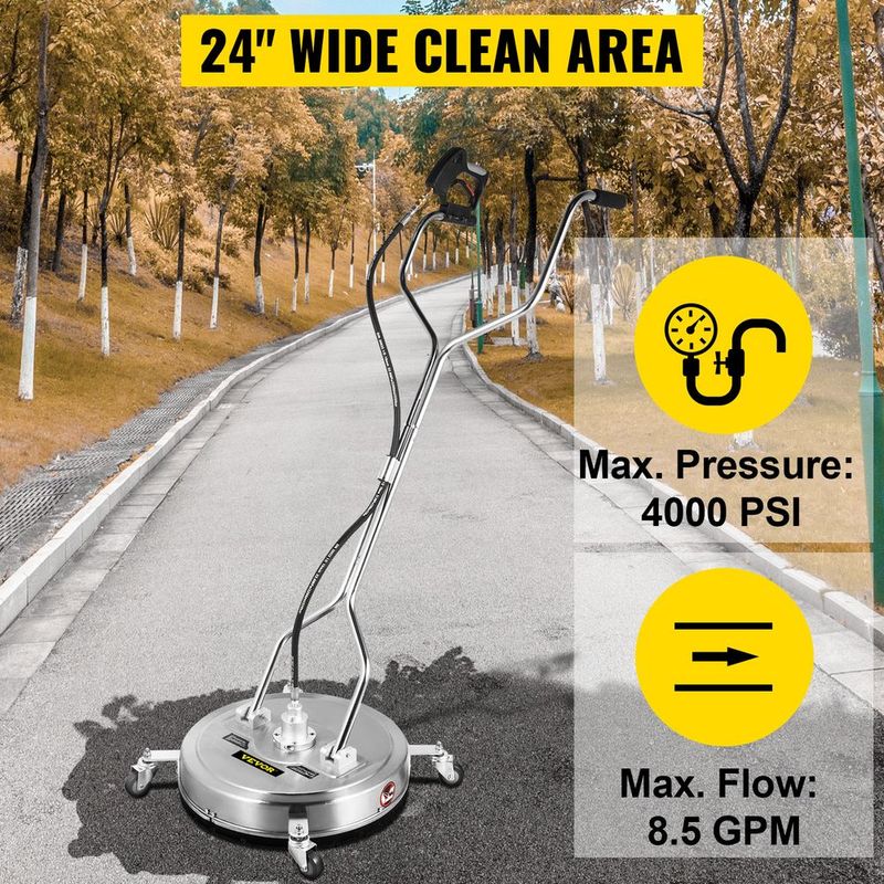 VEVOR Flat Surface Cleaner Pressure Surface Washer 24'' Max.4000 PSI Dual Handle_voghion.com