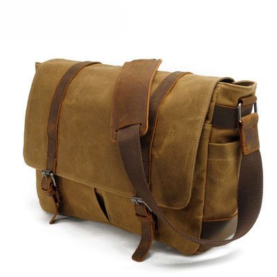 Borsa a tracolla casual da uomo, con tracolla singola, in tela cerata impermeabile, per laptop, con tracolla in pelle Crazy Horse_voghion.com