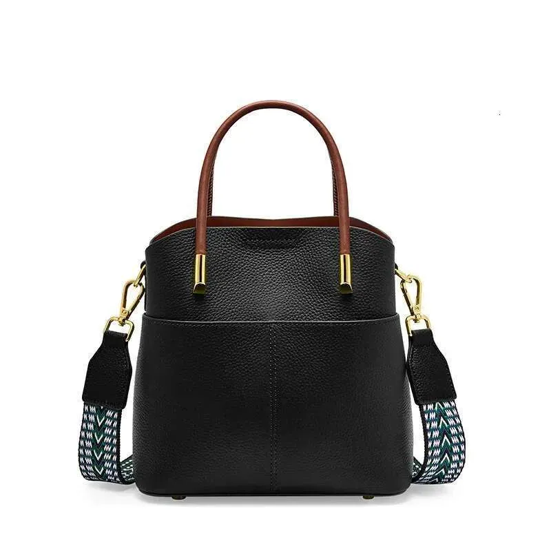 Borsa a secchiello di alta qualità originale Zency da donna, versatile, in pelle, con tracolla, stile High Sense_voghion.com