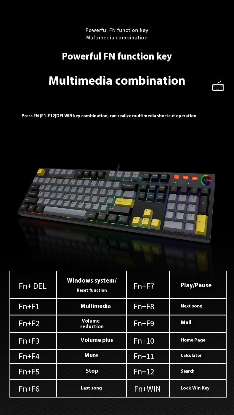 104 Key Custom Wired Mechanical Keyboard High Value Optical Axis Electronic Sports Game Function Desktop Computer Office_voghion.com
