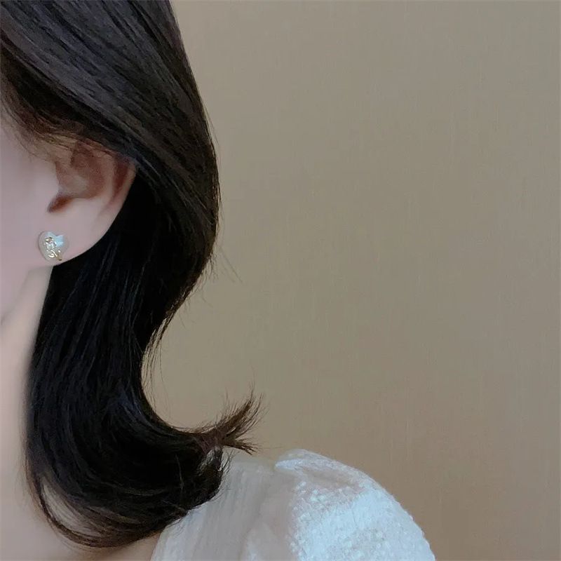 Tulip Cat's Eye Stone Love Ear Nails For Women 2024 New Collection, Unique Design, Versatile Temperament, Earrings And Accessories_voghion.com