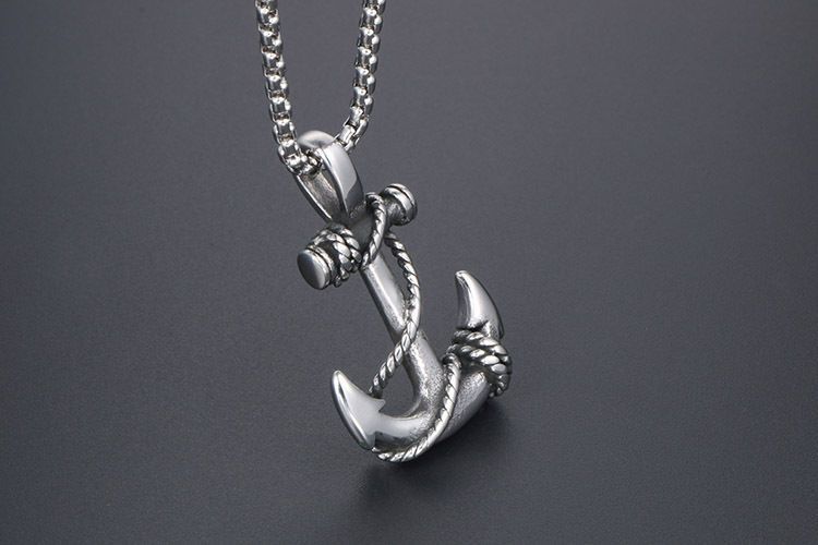 Ancre de navire, collier en acier titane, design de niche tendance pour hommes, accessoire personnalisé minimaliste hip-hop, cou_voghion.com
