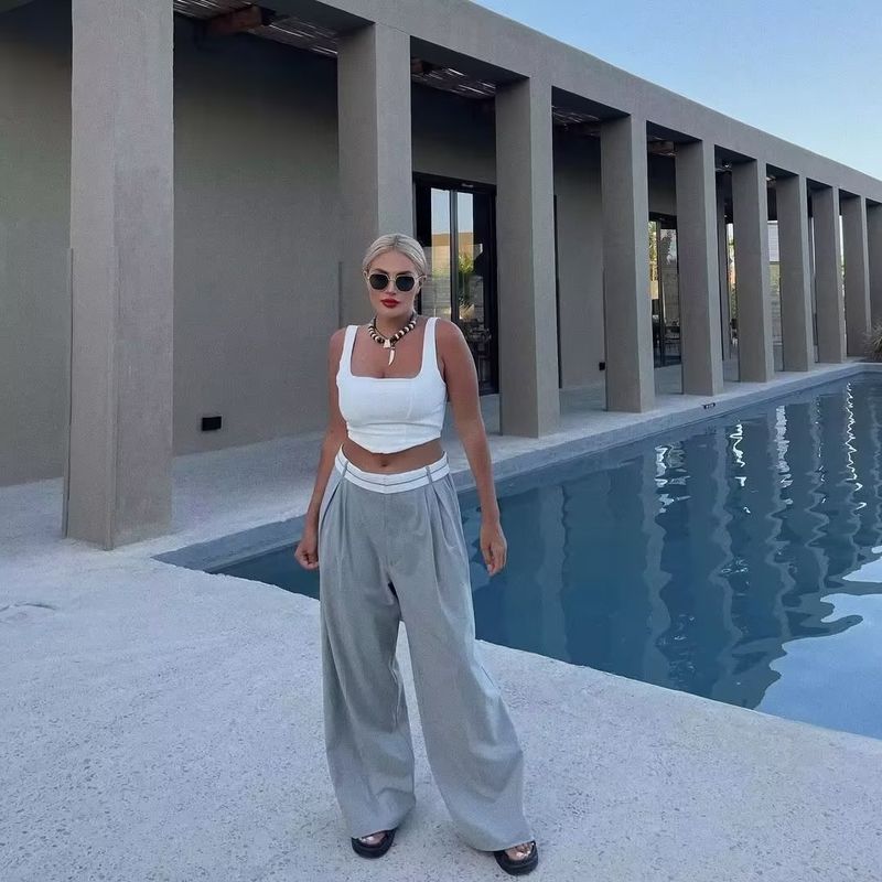 Damkläder vida byxor för kvinnor våren och sommaren raka byxor med hög midja i kontrastfärg vardagsbyxor för kvinnor 8BS9615_voghion.com