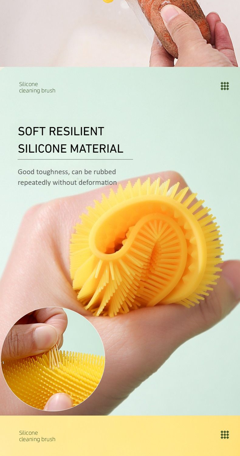 Spazzola multiuso in silicone per uso alimentare | Spazzola per la pulizia dei piatti e del viso | Spazzola in silicone 2 in 1 | Strumento per la pulizia della cucina e della cura personale_voghion.com