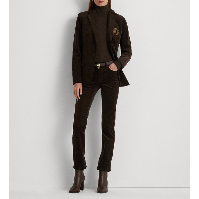 Nieuwe Pony Mark Commuting gouden corduroy damesblazer_voghion.com
