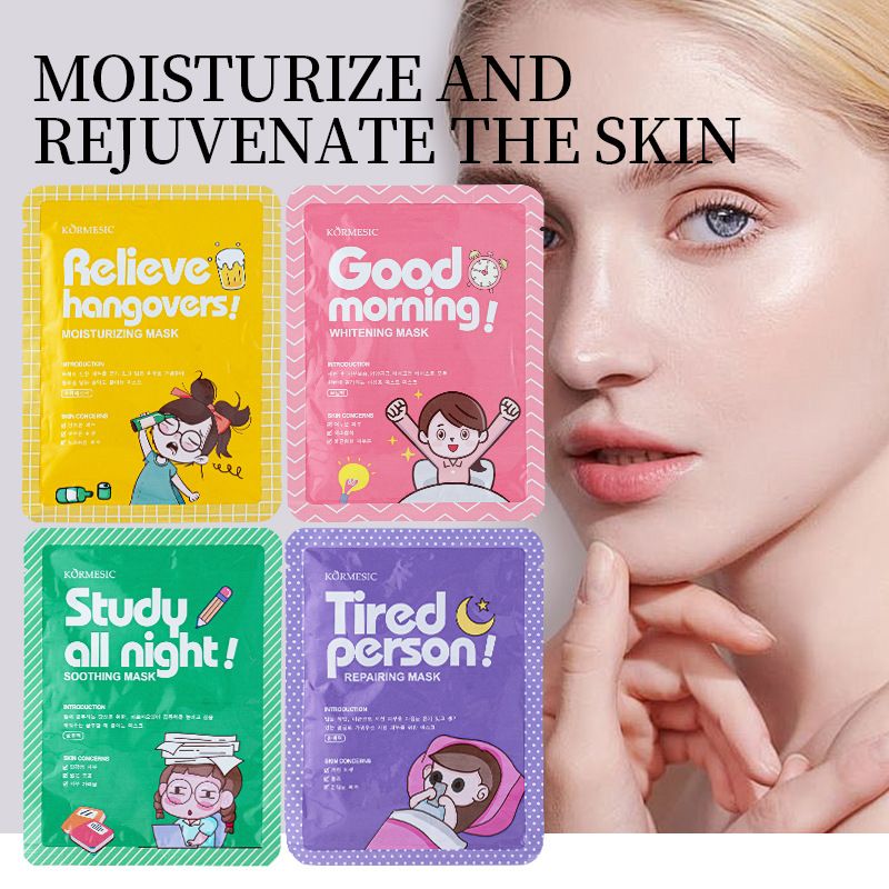 Mascarilla facial hidratante completa KORMESIC con personajes de dibujos animados_voghion.com