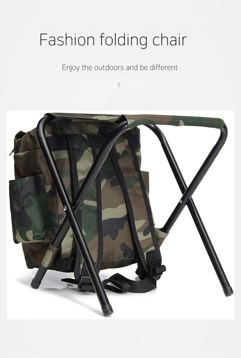 Camouflage Leisure õues kaasaskantav matkaseljakott tool, kokkupandav kalastuspink, telkimine_voghion.com