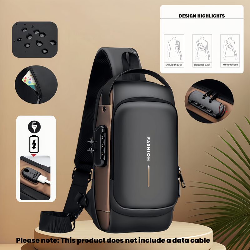 Oxford Fabric Sling Backpack With USB Charging Port, Adjustable Strap - Casual Outdoor Crossbody Bag For Hiking And Travel_voghion.com