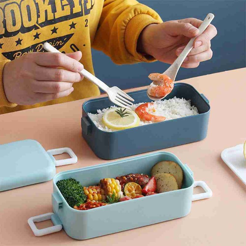 New Lunch Box Bento Box For Student Office Worker Double-layer Microwave Heating Lunch Container Food Storage Container_voghion.com