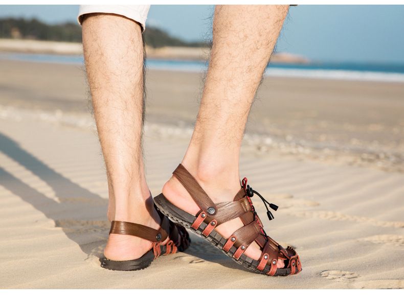 Moški udobni čevlji z debelim dnom na plažo, poletni čevlji za prosti čas Baotou z luknjami_voghion.com