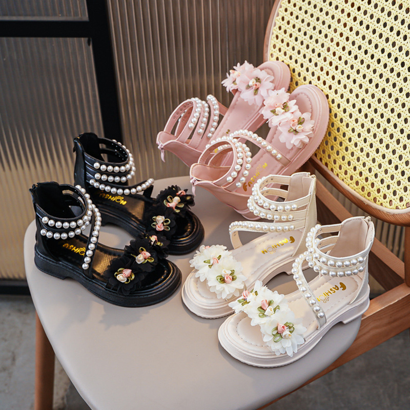 SHLIANG Mädchen Sandalen Sommer Prinzessin Weiß Party Sandalen Perlen Plateau Baby Casual Strand Schuhe Rutschfeste Flats SA128_voghion.com